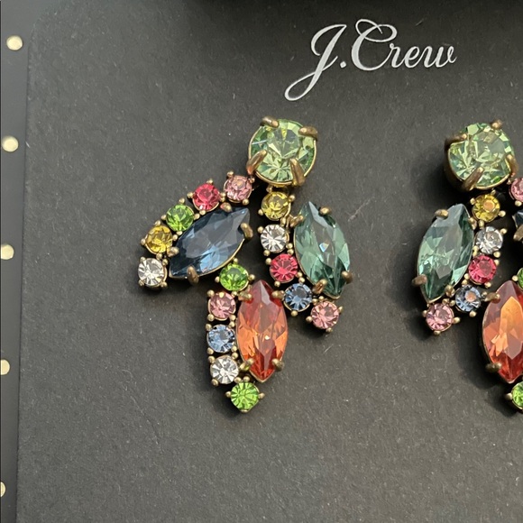 JCREW Crystal Leaf Stud Earrings NWT OS Multi - Picture 5 of 7